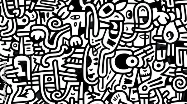 Fototapeta Abstract seamless doodle background, artistic background