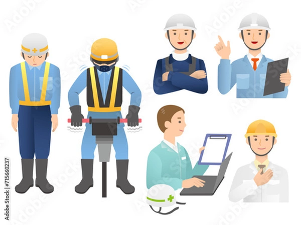 Obraz 働く工事現場作業員 男性