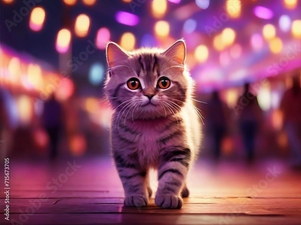 Obraz cat in the night street