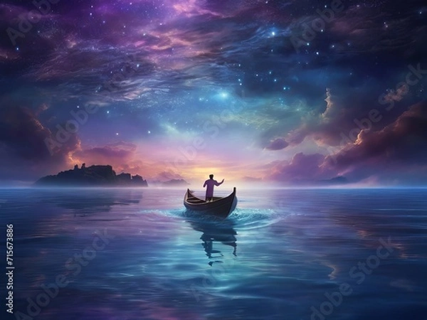 Fototapeta Fisherman in the ocean