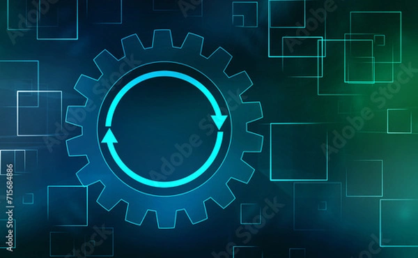 Fototapeta Update icon with binary codes on technology abstract background, Update System Upgrade Software version technology concept