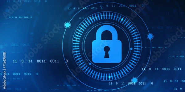 Fototapeta Cyber Security and safety information, personal data concept. Digital Padlocks on abstract technology background, Technology security concept. Modern safety digital background. Protection system