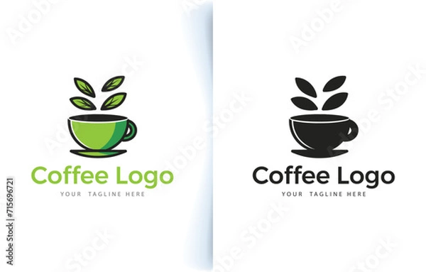 Obraz Vector modern coffee cup bean and coffee shop logo with label