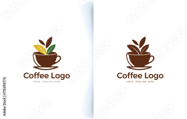 Obraz Vector modern coffee cup bean and coffee shop logo with label