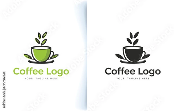 Obraz Vector modern coffee cup bean and coffee shop logo with label