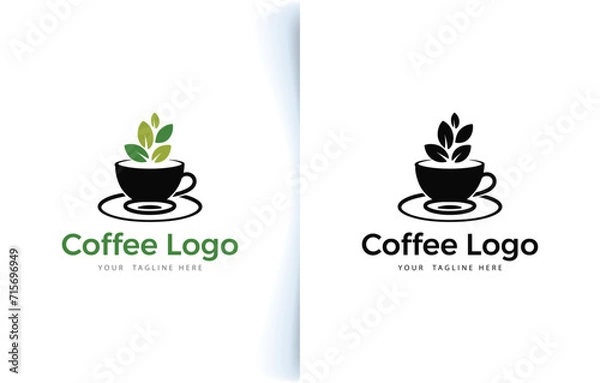 Obraz Vector modern coffee cup bean and coffee shop logo with label