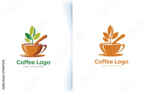 Obraz Vector modern coffee cup bean and coffee shop logo with label
