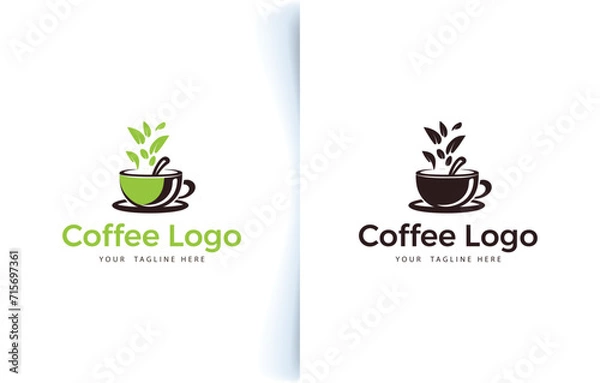 Obraz Vector modern coffee cup bean and coffee shop logo with label