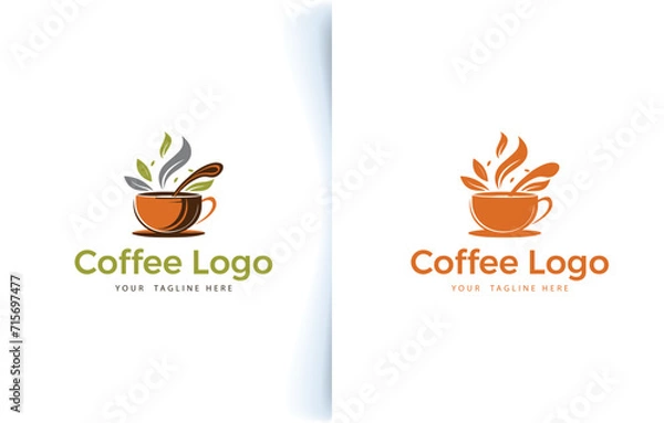 Obraz Vector modern coffee cup bean and coffee shop logo with label