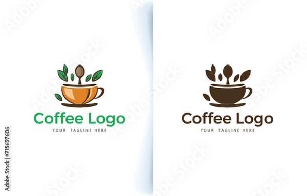 Obraz Vector modern coffee cup bean and coffee shop logo with label