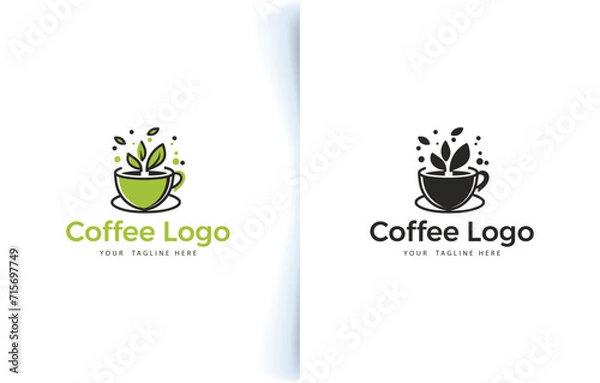 Obraz Vector modern coffee cup bean and coffee shop logo with label