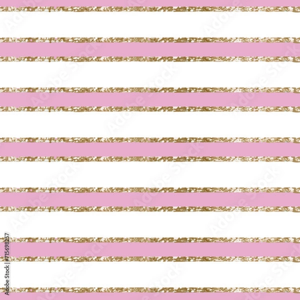 Fototapeta Colorful Stripes with golden lines seamless pattern 