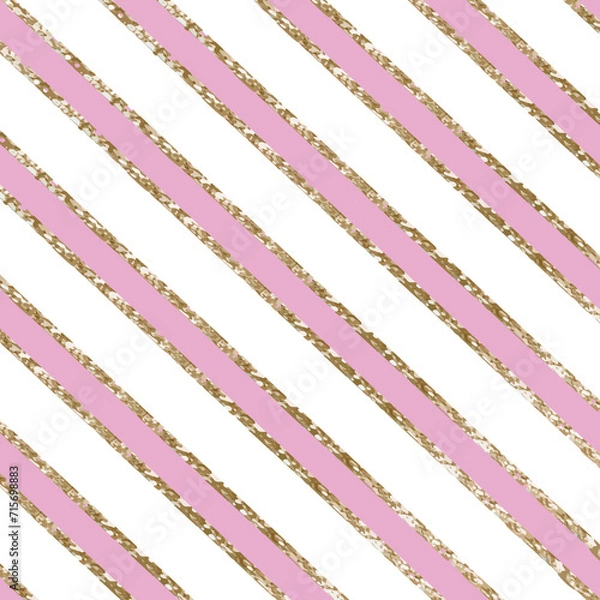 Obraz Colorful Stripes with golden lines seamless pattern 
