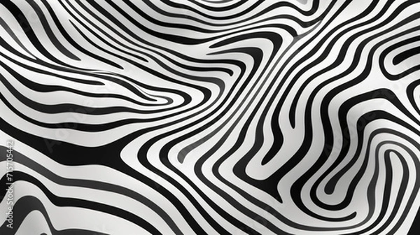 Fototapeta a black and white zebra print wallpaper, in the style of surrealistic distortion, freeform minimalism, rounded, psychedelic artwork, shaped canvas