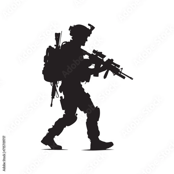 Fototapeta Duty's Symphony: Soldier Silhouette Series Unveiling the Harmonious Dedication to Military Duty - Soldier Illustration - Soldier Vector - Military Silhouette
