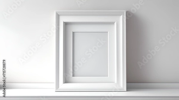 Fototapeta A blank white frame on a wall, perfect for showcasing your artwork or photographs.