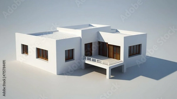 Fototapeta 3d rendering of modern cozy house isolated on white background. Real estate concept.