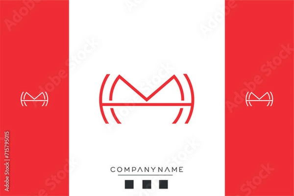 Fototapeta HM or MH Alphabet letters icon logo monogram	