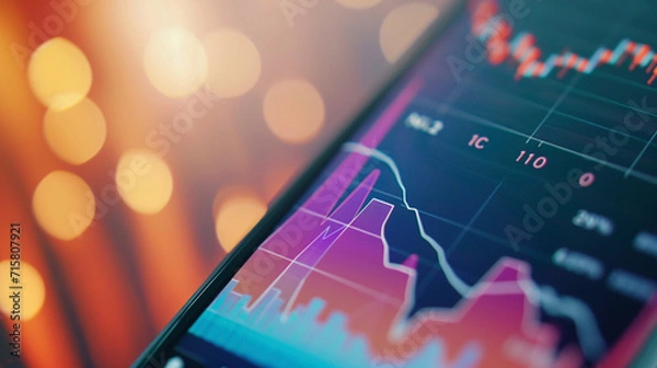 Obraz Financial statistics on smartphone display
