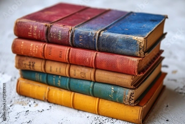 Fototapeta Colorful Book Stack: A Monthly Reading Guide Generative AI