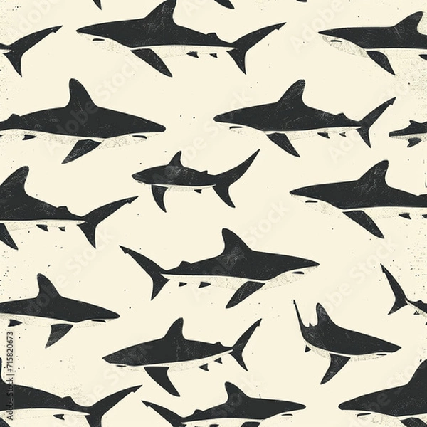 Fototapeta shark, pattern, ocean, blue, design
