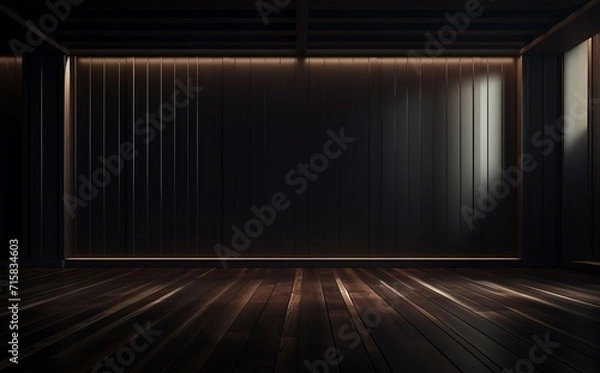 Obraz empty room with curtains and spotlights