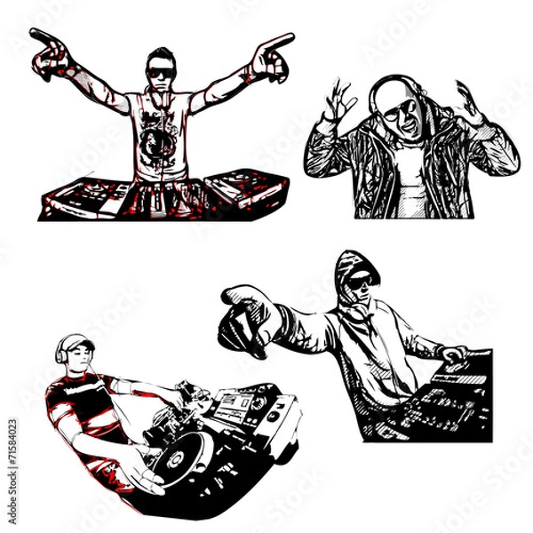 Obraz four disc jockeys vector illustration