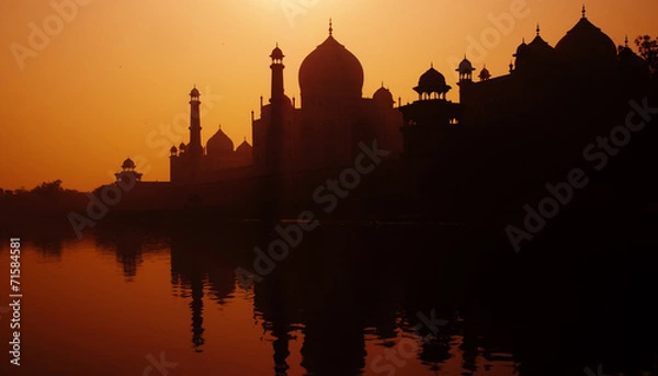 Obraz Zachód Słońca Sylwetka Grand Taj Mahal