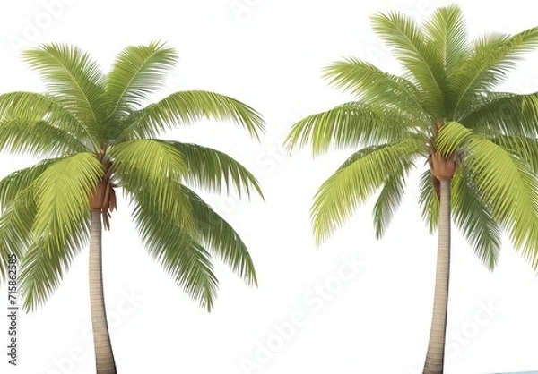 Fototapeta Palm trees on transparent background 3d renderi