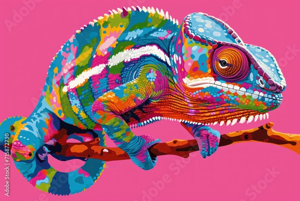 Fototapeta Stylish Minimalist Design with Chameleon
