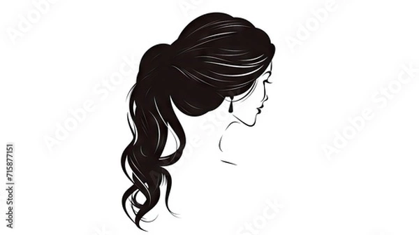 Fototapeta elegant image of a woman's head with a long French braid, isolated on a white background