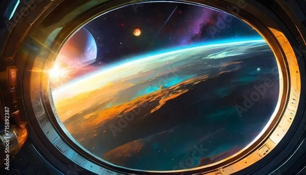 Fototapeta colorful space planet view of space 