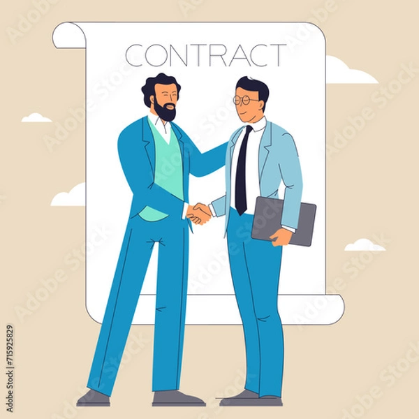 Fototapeta Handshaking happy managers