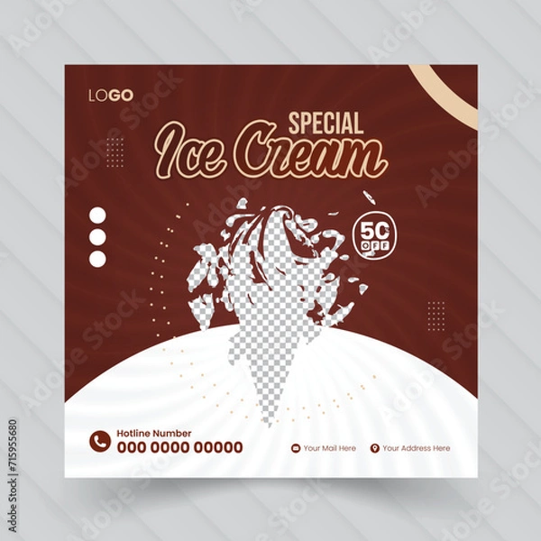 Fototapeta Ice cream food social media post design