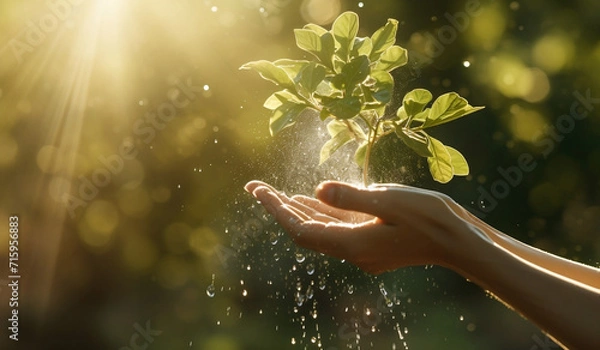 Fototapeta Tree on the hand ai generative art