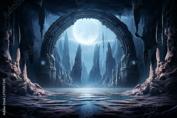 Fototapeta Ethereal moonstone portals - Generative AI