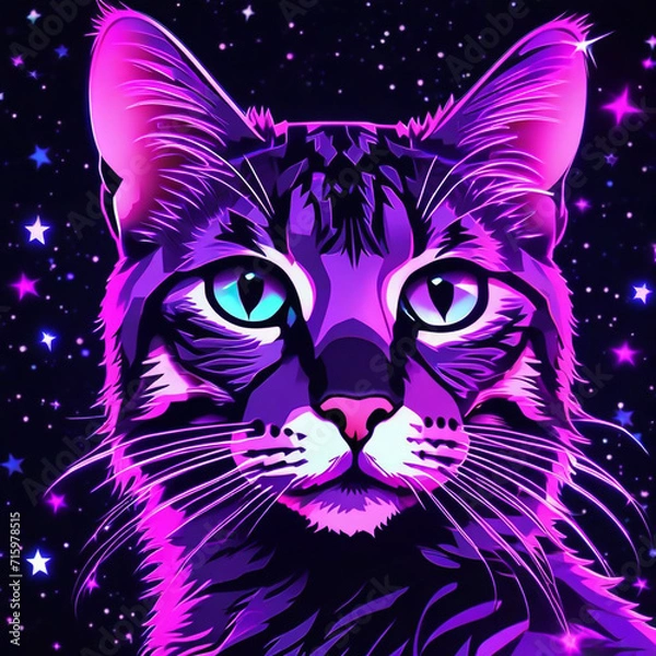 Obraz cat made of stars  nebulae  black