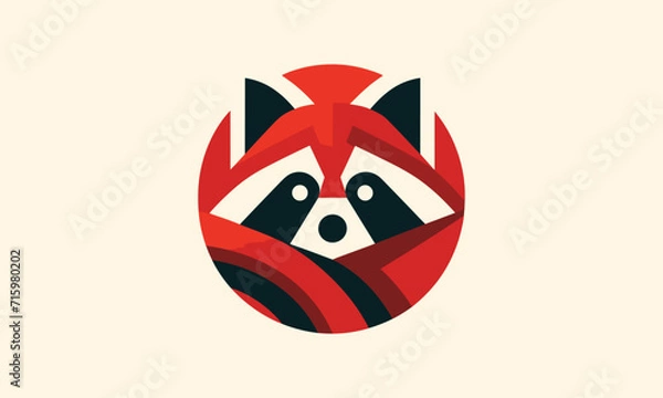 Fototapeta geometrical red racoon vector logo 