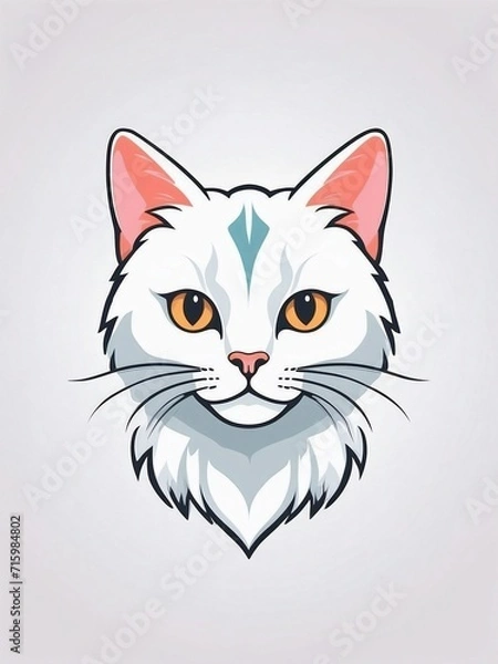 Fototapeta Flat vector cat illustration logo on isolated background