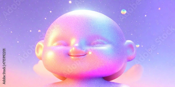 Obraz 3D hologram of a person. particles of light. 3D illustration. physical condition. Head. happy. fun. sad. anger. Emotional. spiritual. Abstract. Stiff shoulder. body. yoga.
