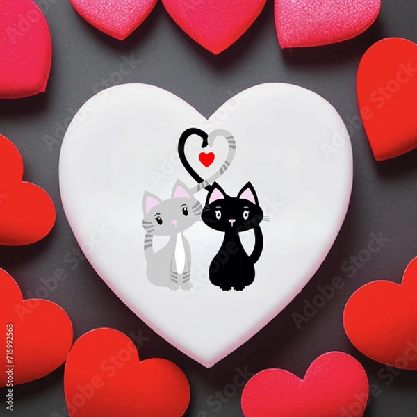 Fototapeta Hearts on black background