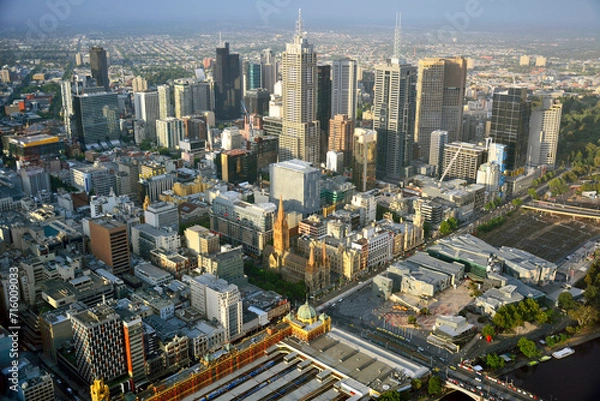 Obraz View over downtown Melbourne, Australia. View with modern and historic buildings.