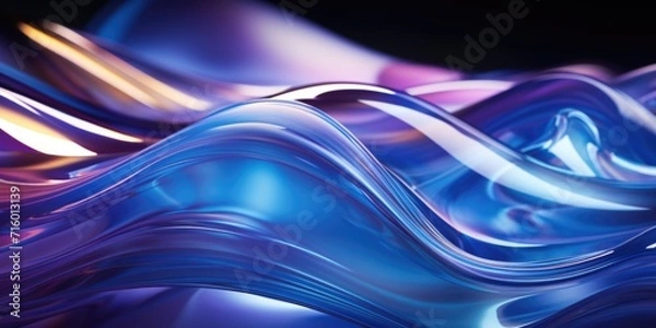 Fototapeta a close up of a blue abstract structure of light and, in the style of purple and blue, rollerwave, contact printing, striped arrangements