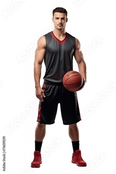 Fototapeta Dynamic Male Basketball Player in Action, AI Generated