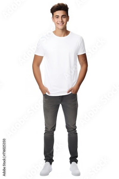 Fototapeta Hispanic Male Model with Blank Sign, AI Generated