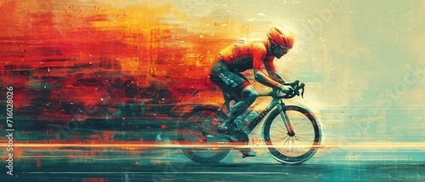Fototapeta an Illustration of  a cycling-themed gradient, morphing from asphalt gray to the vivid colors, with the suggestion of motion blur for speed, Ideal for App and Website Design. 

