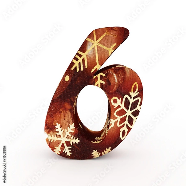 Fototapeta 3d "6" Christmas Number with Ornament - isolated