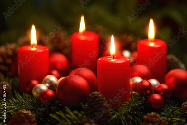 Fototapeta Adventkranz mit 4 Flammen