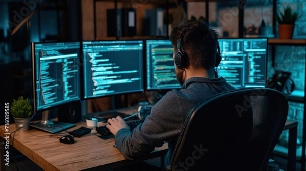 Fototapeta Ethical Hacker Identifying System Vulnerabilities