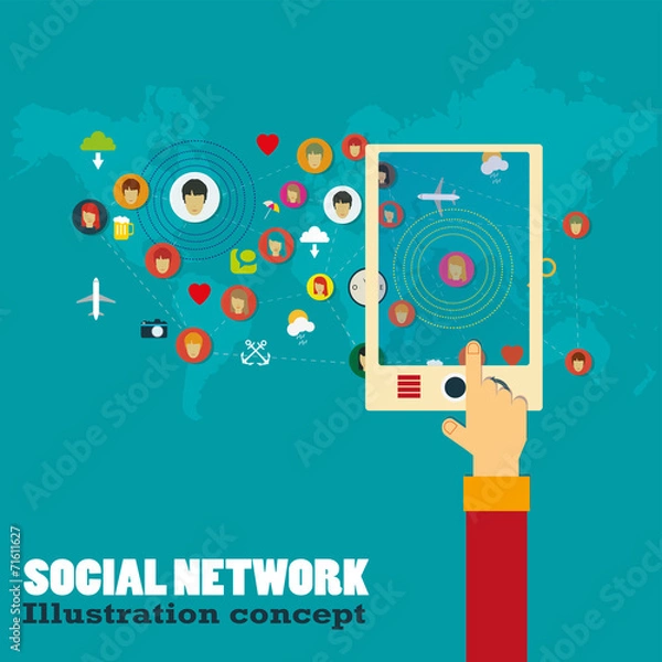 Obraz Flat design concept for social network